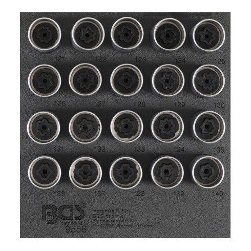 BGS Set di smontaggio serrature per cerchi per Opel (Tipo C), 20pz.