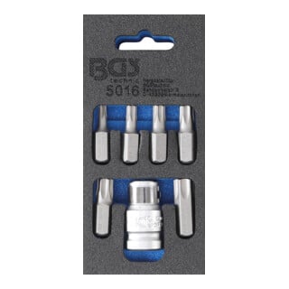 BGS Set di bit per cacciavite, azionamento esagono 10mm (3/8") con profilo a T (per TX), 7pz.