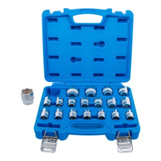 BGS Set di bussole esagonali, attacco quadro interno 12,5 mm (1/2"), da 8 a 32 mm, 19 pezzi