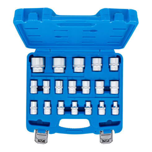 BGS Set di bussole esagonali, attacco quadro interno 12,5 mm (1/2"), da 8 a 32 mm, 19 pezzi