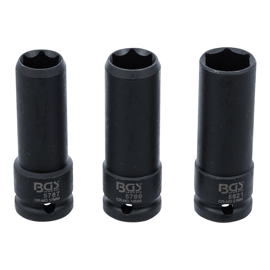 BGS Set di bussole speciali a forza, attacco quadrato interno 12,5 mm (1/2"), 17 / 19 / 21 mm, 3 pezzi