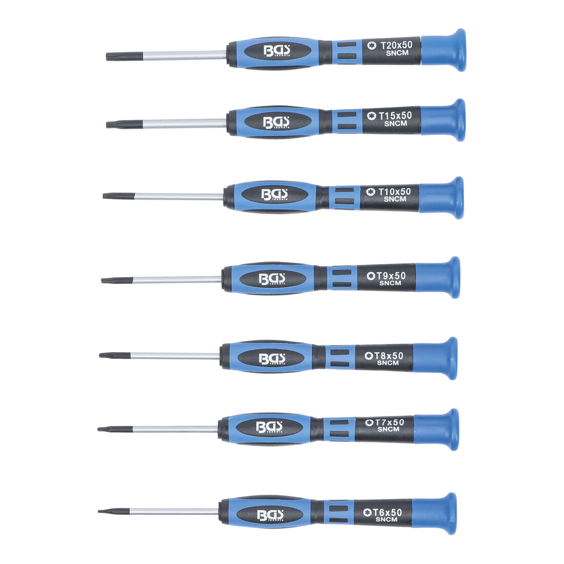 BGS Set di cacciaviti di precisione a profilo T (per TX), 7pz.