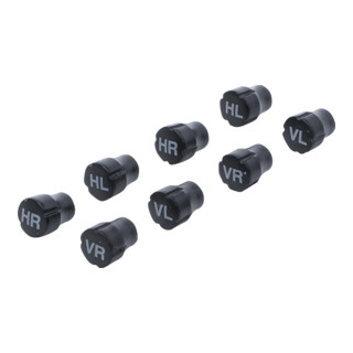 BGS Set di cappucci per valvole in plastica, per marcatura pneumatici, 8 pezzi