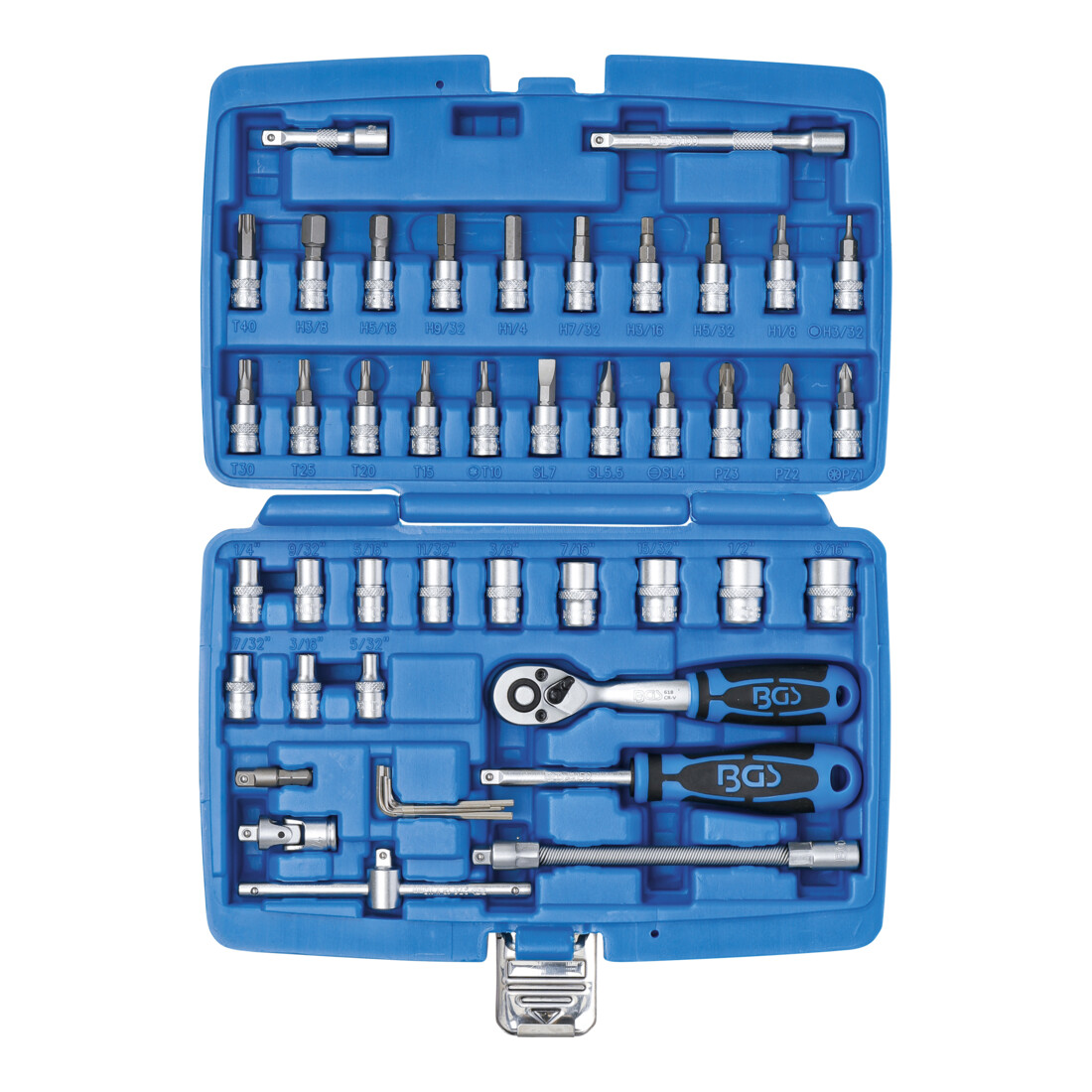 BGS Set di chiavi a bussola, azionamento, 6,3mm (1/4"), in pollici, 46pz.