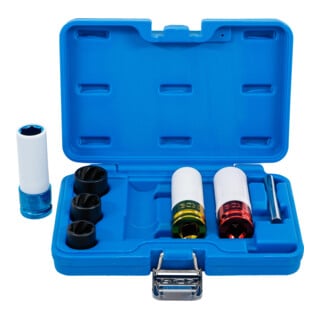 BGS Set di chiavi a bussola con profilo a spirale e inserto resistente, attacco quadro interno 12,5 mm (1/2"), SW 17 - 21 mm, 7 pezzi
