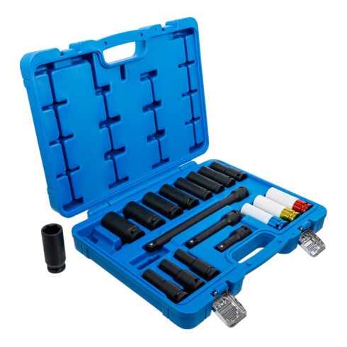 BGS Set di chiavi a bussola e inserti di forza, esagonale, attacco quadro interno 12,5 mm (1/2"), SW 10 - 24 mm, 18 pezzi