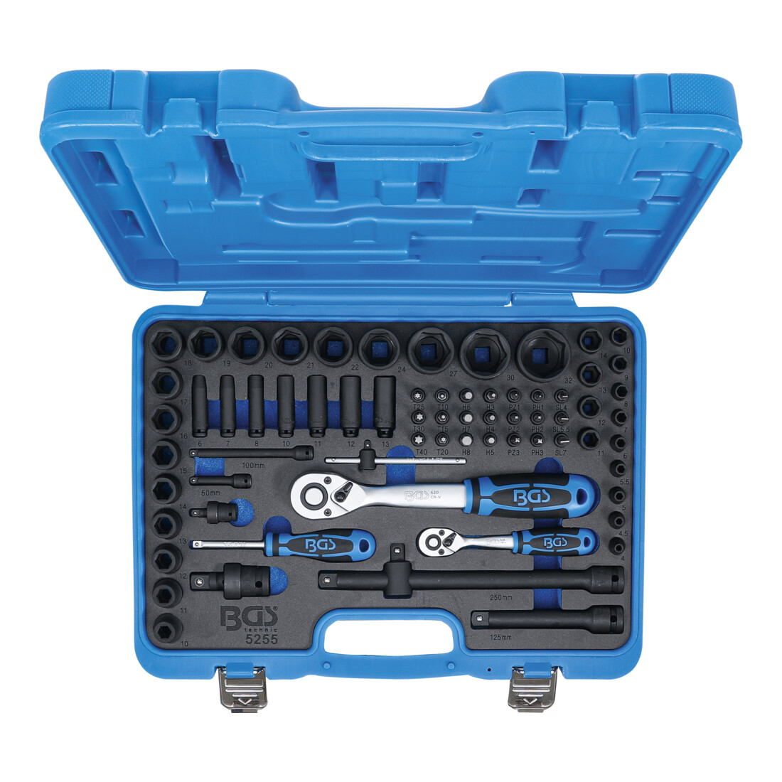 BGS Set di chiavi a bussola esagonali 6,3mm (1/4") + 12,5mm (1/2"), 69pz.