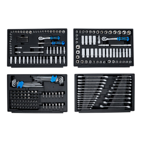 BGS Set di chiavi a bussola esagonali, attacco 6,3 mm (1/4") / 10 mm (3/8") / 12,5 mm (1/2"), misure metriche e pollici, 300 pezzi