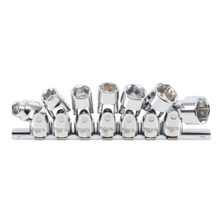 BGS Set di chiavi a bussola snodate, esagono incassato uscita quadro 10mm (3/8"), apertura 3/8" - 3/4" mm, 7pz.