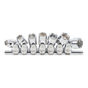 BGS Set di chiavi a bussola snodate, esagono incassato uscita quadro 10mm (3/8"), apertura 3/8" - 3/4" mm, 7pz.