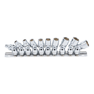 BGS Set di chiavi a bussola snodate, uscita quadro esterno 6,3mm (1/4") apertura 5 - 13mm, 10pz.