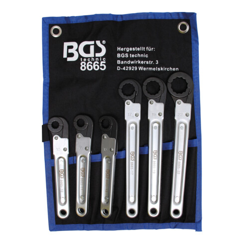 BGS Set di chiavi a cricchetto per tubazioni, 6pz.
