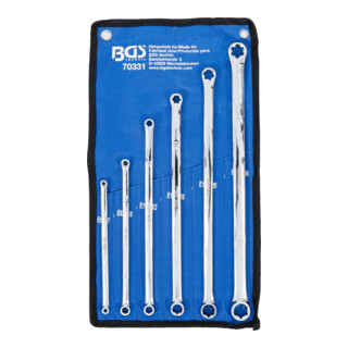 BGS Set di chiavi a doppio anello con teste ad anello e profilo E, extra lunghe, E6 x E7 - E22 x E24, 6 pz.
