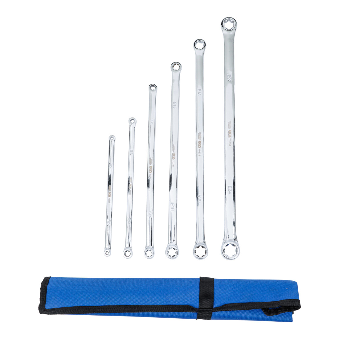 BGS Set di chiavi a doppio anello con teste ad anello e profilo E, extra lunghe, E6 x E7 - E22 x E24, 6 pz.