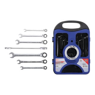BGS Set di chiavi a forchetta con cricchetto ad anello, apertura 8 - 19mm, 7pz.