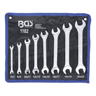 BGS Set di chiavi a forchetta doppia, apertura 6x7 - 20x22mm, 8pz.