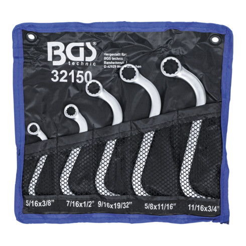 BGS Set di chiavi ad anello doppio a S, in pollici, apertura 3/8" - 3/4", 5pz.
