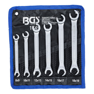 BGS Set di chiavi ad anello doppio aperte, apertura 8x9 - 18x19mm, 6pz.