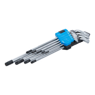 BGS Set di chiavi ad angolo, extra lunghe, con profilo a T (per TX) con foro T10 - T50, 9pz.