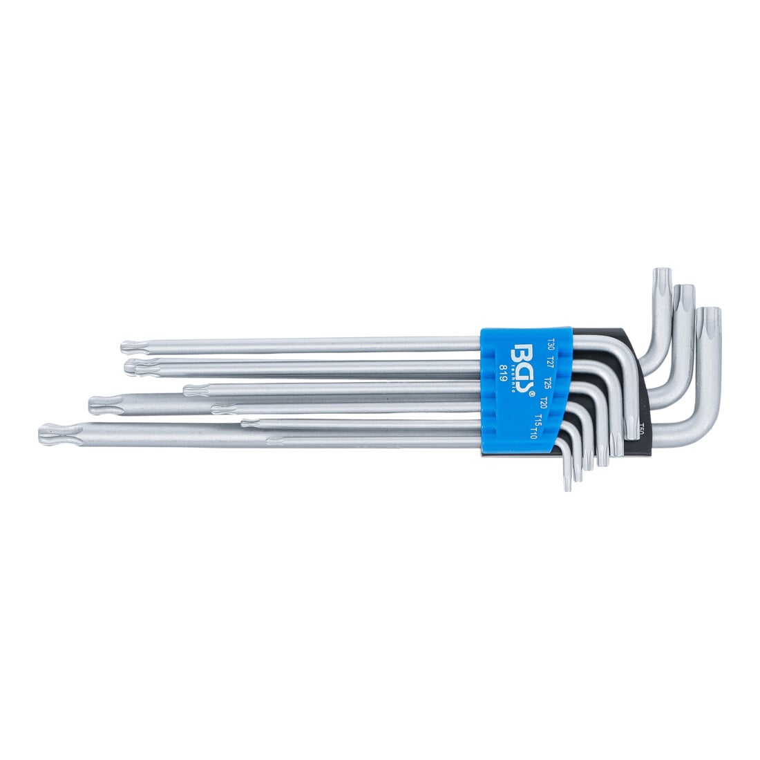 BGS Set di chiavi ad angolo, extra lunghe, con profilo a T (per TX) e testa a sfera T10 - T50, 9pz.