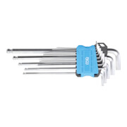 BGS Set di chiavi ad angolo, extra lunghe, in pollici, a esagono incassato con testa sferoidale 0,05"- 3/8", 13pz.
