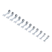 BGS Set di chiavi combinate a cricchetto, corte, snodate, 8 - 19 mm, 12 pezzi-2