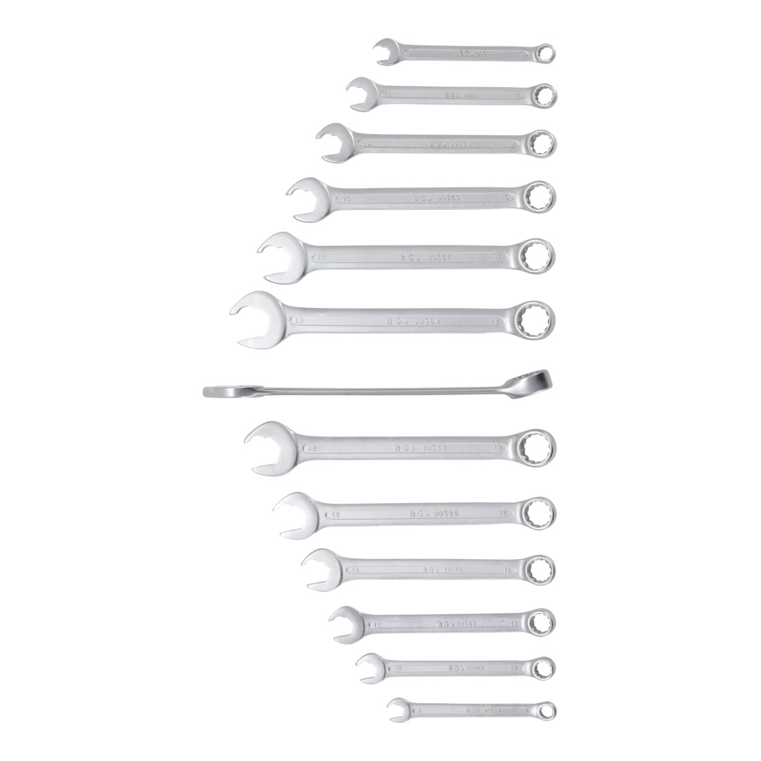 BGS Set di chiavi combinate, lato ganasce con funzione cricchetto, apertura 8 - 21mm, 13pz.