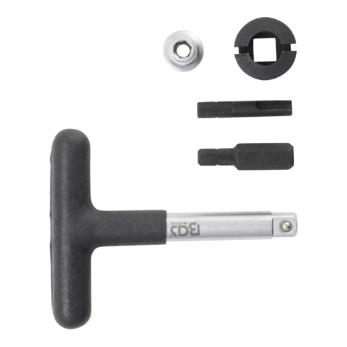 BGS Set di chiavi universali per tappi scarico olio in plastica, azionamento esagonale 6,3mm (1/4") / quadrato esterno 10mm (3/8"), 5pz.