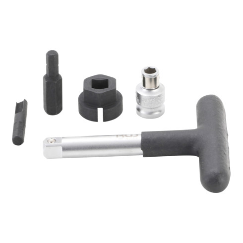 BGS Set di chiavi universali per tappi scarico olio in plastica, azionamento esagonale 6,3mm (1/4") / quadrato esterno 10mm (3/8"), 5pz.