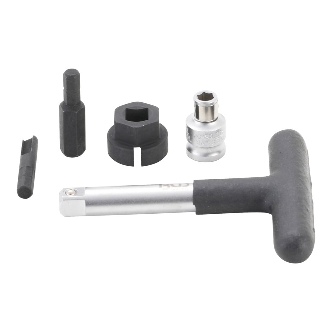 BGS Set di chiavi universali per tappi scarico olio in plastica, azionamento esagonale 6,3mm (1/4") / quadrato esterno 10mm (3/8"), 5pz.