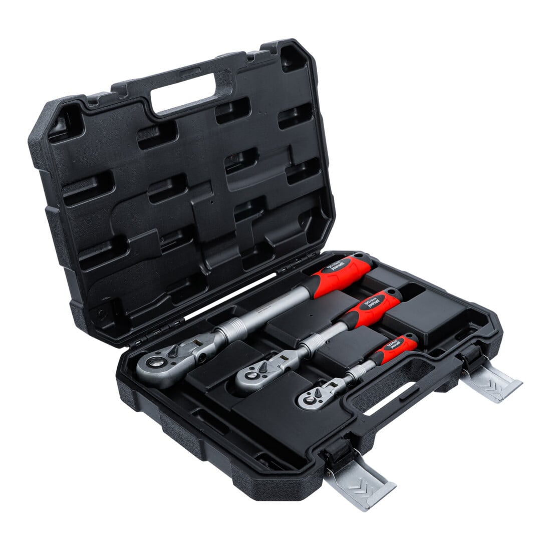 BGS Set di cricchetti reversibili, estensibile, snodabile, azionamento quadrato esterno 6,3 mm (1/4") - 10 mm (3/8") - 12,5 mm (1/2"), 3 pezzi