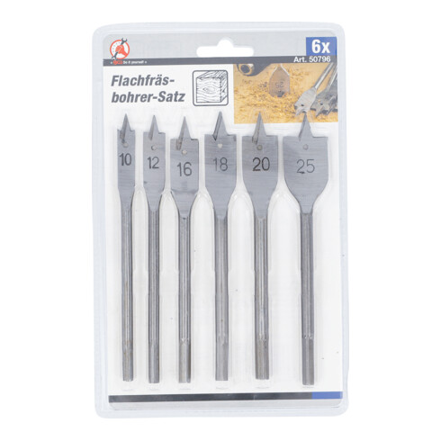 BGS Set di frese piatte, 10 - 25 mm, 6 pezzi
