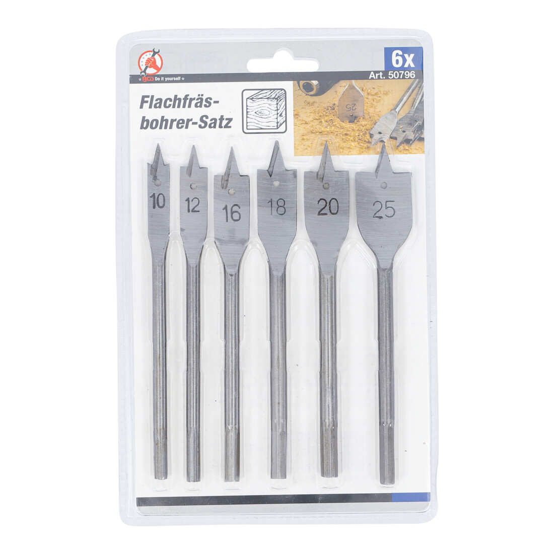BGS Set di frese piatte, 10 - 25 mm, 6 pezzi