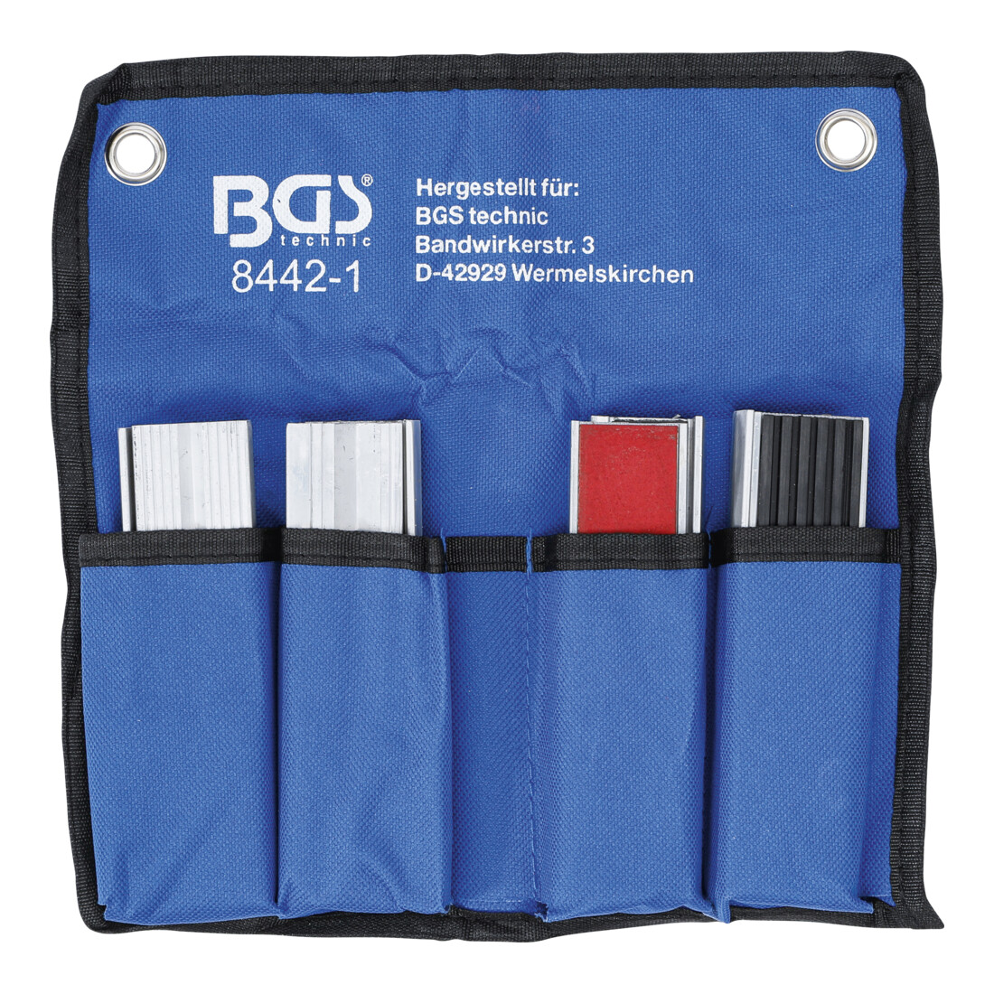 BGS Set di ganasce di protezione per morsa, in alluminio, 125mm, 8pz.