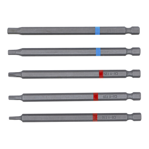 BGS Set di inserti, attacco esagonale esterno 6,3 mm (1/4"), esagonale interno, profilo a T (per TX), lunghezza 110 mm, 5 pezzi