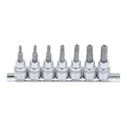 BGS Set di inserti bit azionamento quadro interno 10mm (3/8") con profilo a T (per TX) e foro T15 - T50, 7pz.