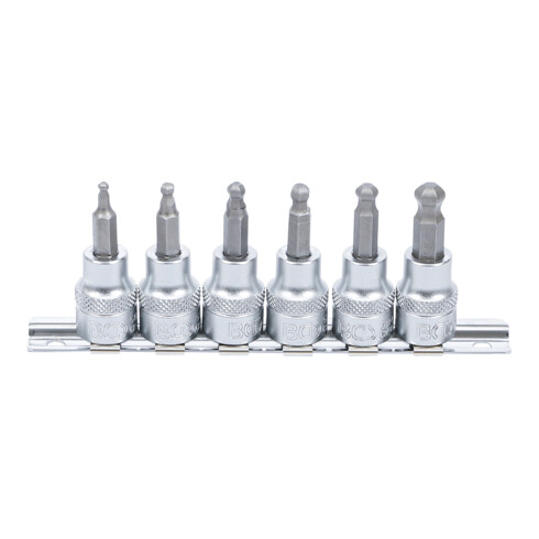 BGS Set di inserti bit azionamento quadro interno 10mm (3/8") esagono incassato con testa sferica 3 - 8mm, 6pz.
