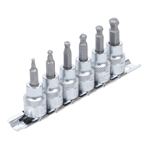 BGS Set di inserti bit azionamento quadro interno 10mm (3/8") esagono incassato con testa sferica 3 - 8mm, 6pz.