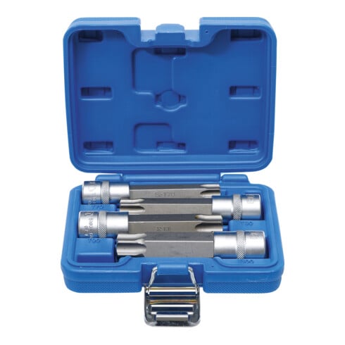 BGS Set di inserti bit azionamento quadro interno 12,5mm (1/2") profilo a T (per TX) con foro, 4pz.