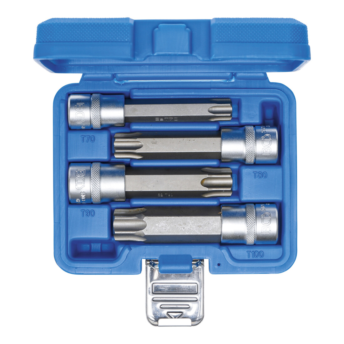 BGS Set di inserti bit azionamento quadro interno 12,5mm (1/2") profilo a T (per TX) con foro, 4pz.