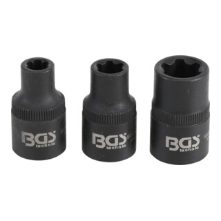BGS Set di inserti per chiavi a bussola con profilo a cuneo (per RIBE) M6S, M8S, M12S, 3pz.