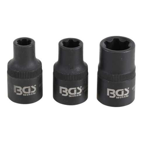 BGS Set di inserti per chiavi a bussola con profilo a cuneo (per RIBE) M6S, M8S, M12S, 3pz.