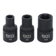 BGS Set di inserti per chiavi a bussola con profilo a cuneo (per RIBE) M6S, M8S, M12S, 3pz.