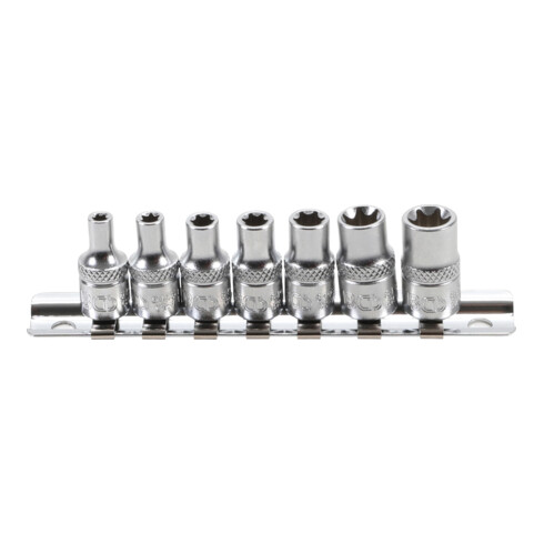 BGS Set di inserti per chiavi a bussola con profilo E, azionamento quadro interno 6,3mm (1/4"), apertura E4 - E11, 7pz.
