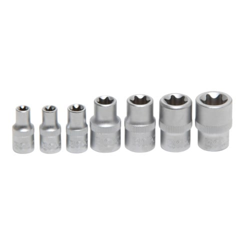 BGS Set di inserti per chiavi a bussola con profilo E, azionamento quadro interno 6,3mm / 10mm, apertura E6 - E16, 7pz.