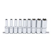 BGS Set di inserti per chiavi a bussola con profilo E, azionamento quadro interno profondo 12,5mm (1/2") apertura E10 - E24, 9pz.
