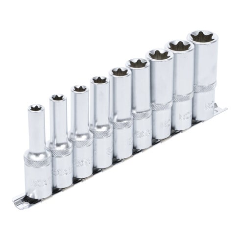 BGS Set di inserti per chiavi a bussola con profilo E, azionamento quadro interno profondo 12,5mm (1/2") apertura E10 - E24, 9pz.