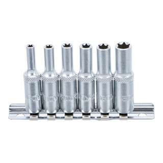 BGS Set di inserti per chiavi a bussola con profilo E, azionamento quadro interno profondo 6,3mm (1/4"), apertura E4 - E10, 6pz.