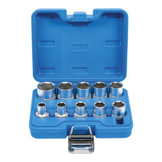 BGS Set di inserti per chiavi a bussola esagonali, azionamento quadro interno 12,5mm, in pollici, 10pz.