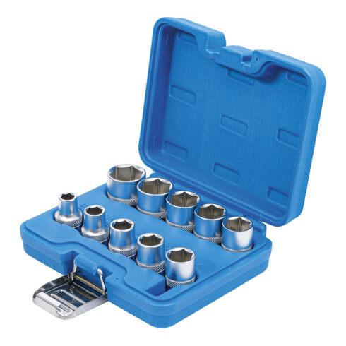 BGS Set di inserti per chiavi a bussola esagonali, azionamento quadro interno 12,5mm, in pollici, 10pz.